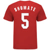 Ohio State Buckeyes Women's Basketball Student Athlete #15 Emma Shumate T-Shirt - In Scarlet - Back View