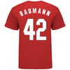 Ohio State Buckeyes Student Athlete #42 Colby Baumann T-Shirt in Scarlet - Back View