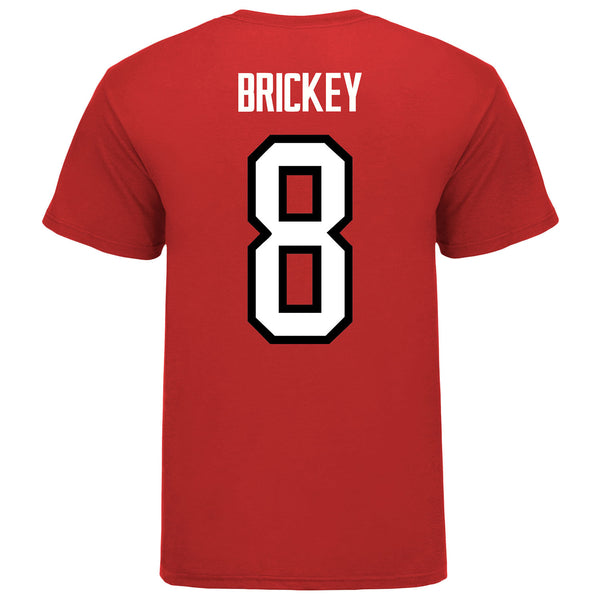 Ohio State Buckeyes Men's Hockey Student Athlete #8 Scooter Brickey T-Shirt in Scarlet - Back View