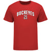 Ohio State Buckeyes Men's Hockey Student Athlete #21 Joe Dunlap T-Shirt in Scarlet - Front View