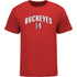 Ohio State Buckeyes Men's Hockey Student Athlete #14 Dalton Messina T-Shirt in Scarlet - Front View