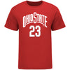 Ohio State Buckeyes Women's Basketball Student Athlete #23 Rebeka Mikulášiková T-Shirt in Scarlet - Front View