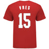 Ohio State Buckeyes Women's Basketball Student Athlete #15 Karla Vres T-Shirt in Scarlet - Back View