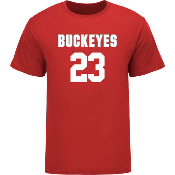 Ohio State Buckeyes Men's Lacrosse Student Athlete #23 Dante Bowen T-Shirt In Scarlet - Front View