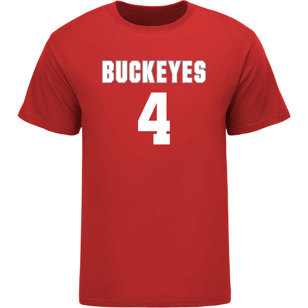 Ohio State Buckeyes Women's Lacrosse Student Athlete #4 Katie Kaucheck T-Shirt - Front View