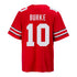 Youth Ohio State Buckeyes #10 Denzel Burke Student Athlete Football Jersey - In Scarlet - Youth Back View