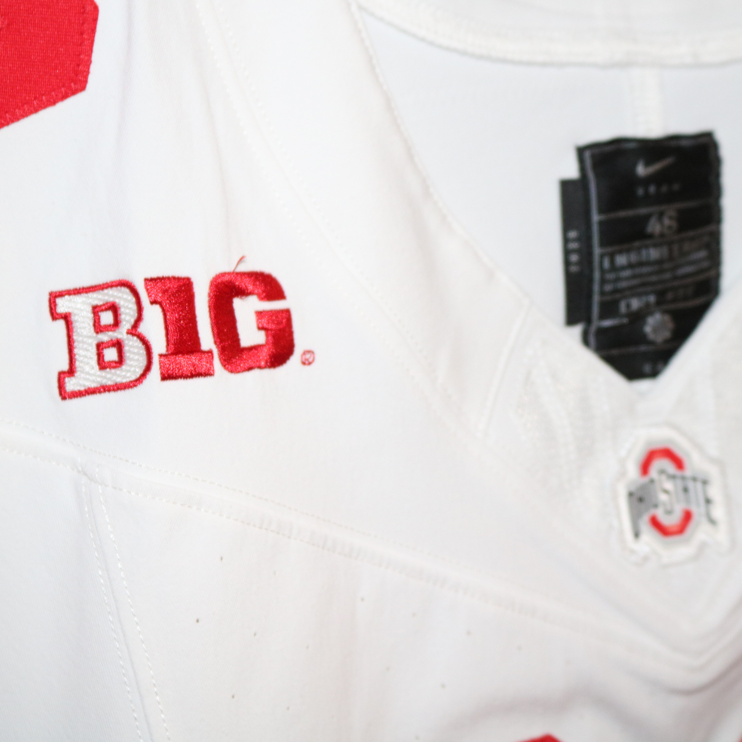 Ohio State Buckeyes Locker Room Authentic White Jersey - Close Up Big 10