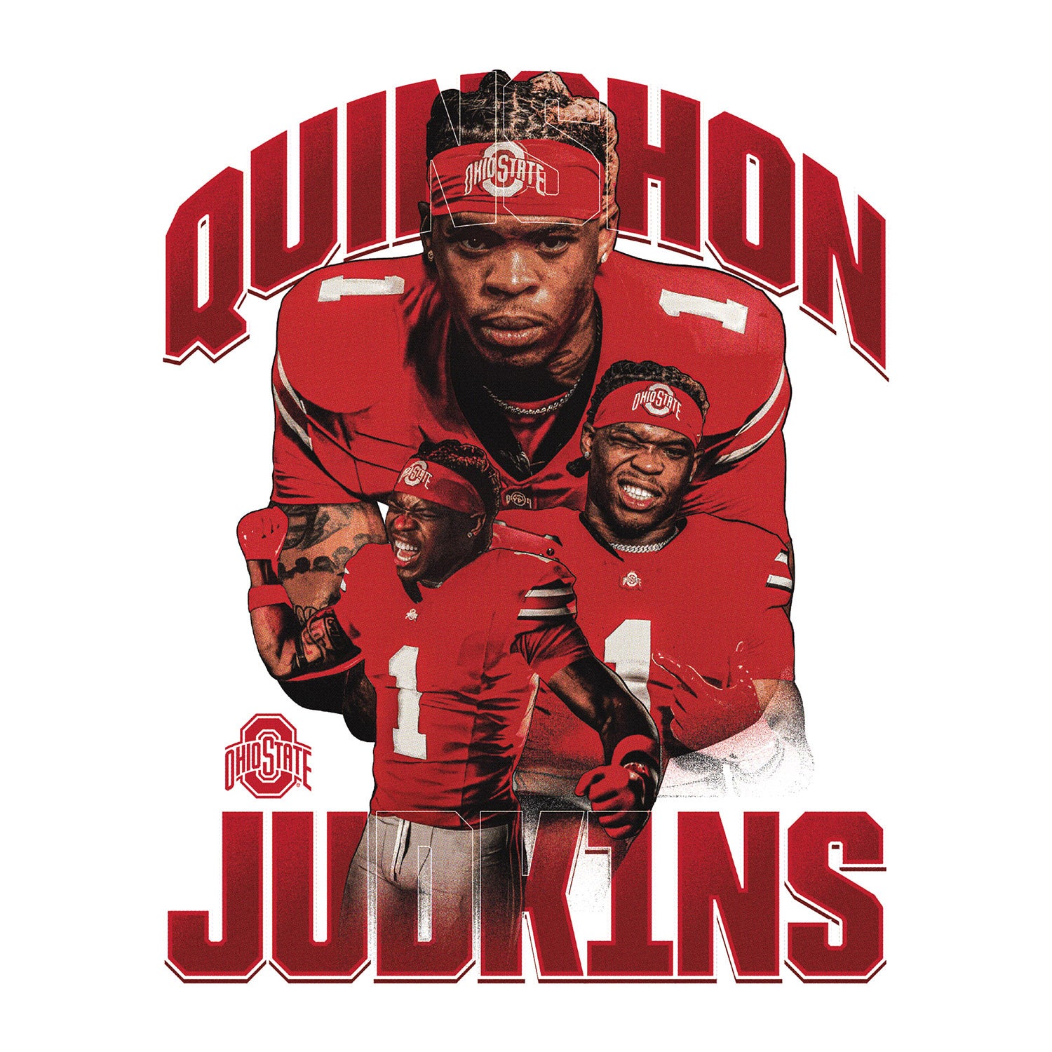 Ohio State Buckeyes Athlete's Thread Football Student Athlete #1 Quinshon Judkins T-Shirt - Detail View