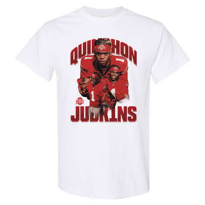 Ohio State Buckeyes Athlete's Thread Football Student Athlete #1 Quinshon Judkins T-Shirt - Front View