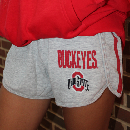 Ladies Ohio State Buckeyes Short-Side Stripe Heather Gray Shorts