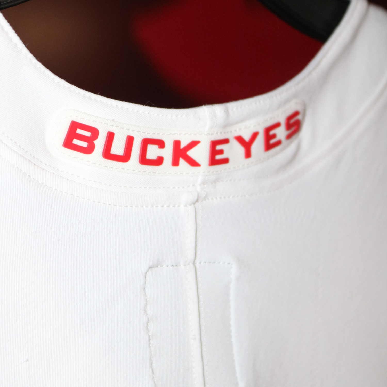 Ohio State Buckeyes Locker Room Authentic White Jersey - Close Up Neck