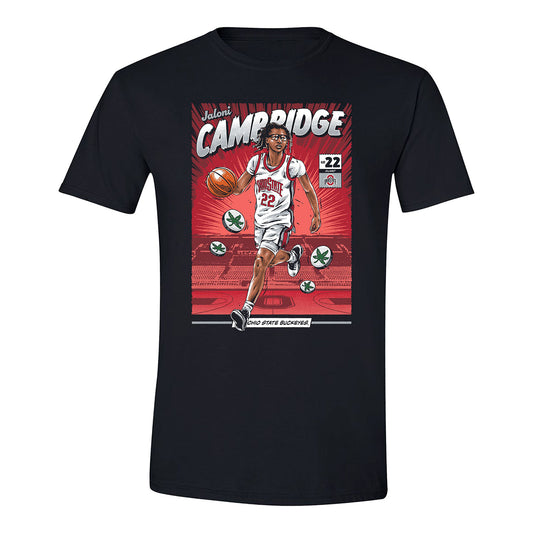 Ohio State Buckeyes Women's Basketball #22 Jaloni Cambridge Comic T-Shirt - Front View
