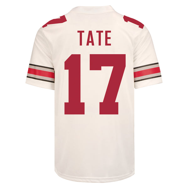 Ohio State Buckeyes Nike #17 Carnell Tate Student Athlete White Football Jersey - In White - Back View