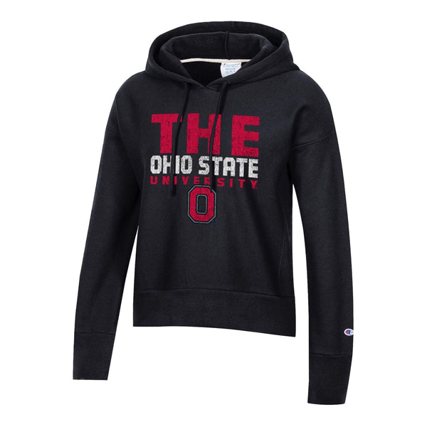 Ladies Ohio State Buckeyes Champion Reverse The Ohio State Hood - In Black - Front View