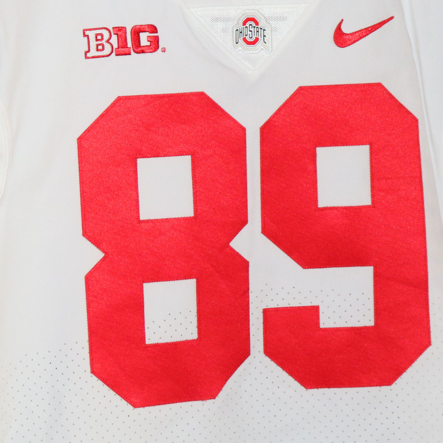 Ohio State Buckeyes Locker Room Authentic White Jersey - #80-99 - Close Up Number