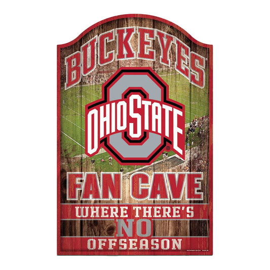 Ohio State Buckeyes Fan Cave Wood Sign 11"X17" - Front View