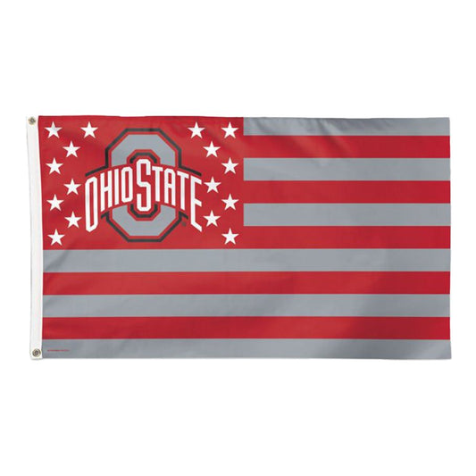 Ohio State Stars and Stripes 3' X 5' Flag in Scarlet and Gray - Front View