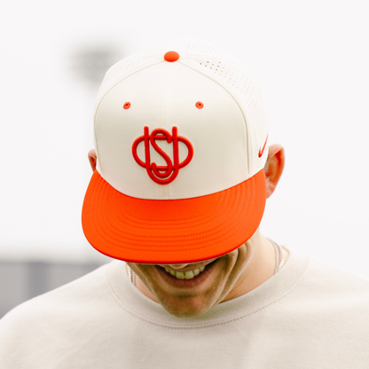 Ohio State Buckeyes On Field Baseball Throwback Hat - Modeled Front Top