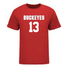 Ohio State Buckeyes Men's Lacrosse Student Athlete #13 Aidan Kenley T-Shirt In Scarlet - Front View