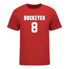 Ohio State Buckeyes Men's Lacrosse Student Athlete #8 Connor Cmiel T-Shirt In Scarlet - Front View