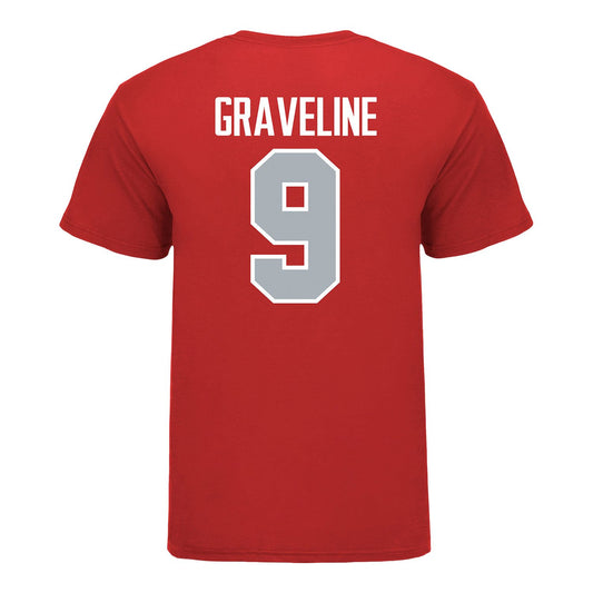 Ohio State Buckeyes Baseball #9 Matthew Graveline Student Athlete T-Shirt in Scarlet - Back View