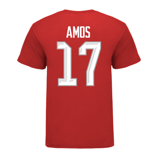 Ohio State Buckeyes #17 Jocelyn Amos Student Athlete Women's Hockey T-Shirt In Scarlet - Back View