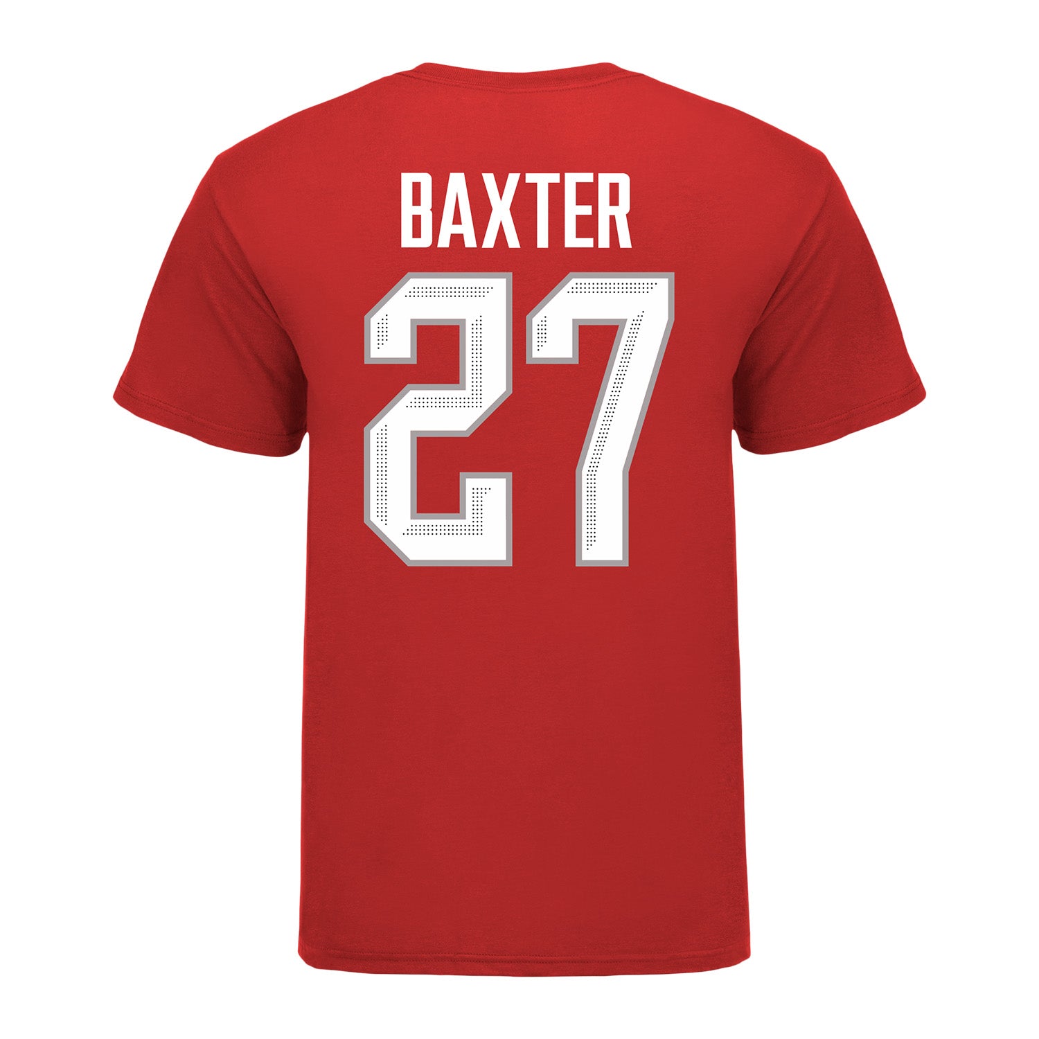 Ohio State Buckeyes #27 Jordan Baxter Student Athlete Women's Hockey T-Shirt In Scarlet - Back View