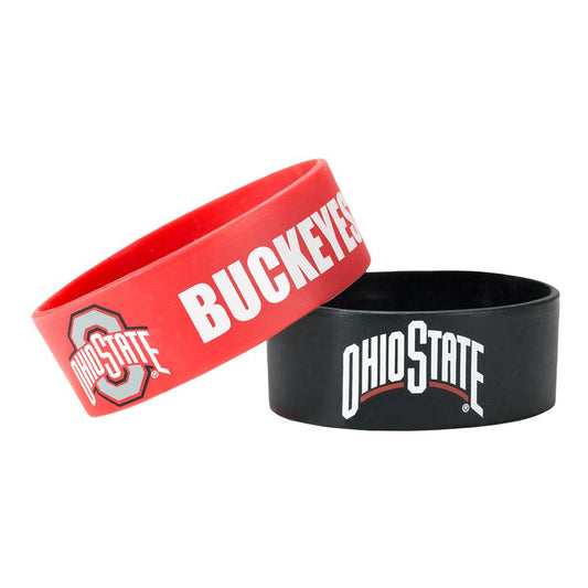 Ohio State Buckeyes 2-Pack Bracelets in Scarlet and Black - Front View