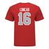 Ohio State Buckeyes Baseball #16 Wyatt Loncar Student Athlete T-Shirt in Scarlet - Back View