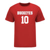 Ohio State Buckeyes Women's Lacrosse Student Athlete #10 Brynn Ammerman T-Shirt In Scarlet - Front View