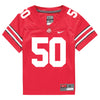 Ohio State Buckeyes Nike #50 Alec DelSignore Student Athlete Scarlet Football Jersey - Front View