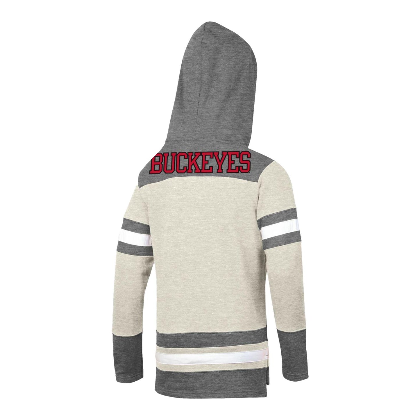 Ohio State Buckeyes Super Fan Hockey Slant Hooded Sweatshirt - Back View