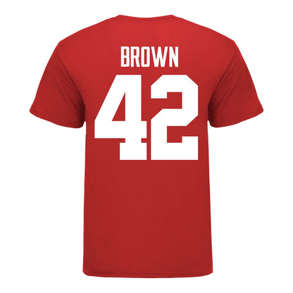 Ohio State Buckeyes Men's Lacrosse Student Athlete #42 Cullen Brown T-Shirt In Scarlet - Back View