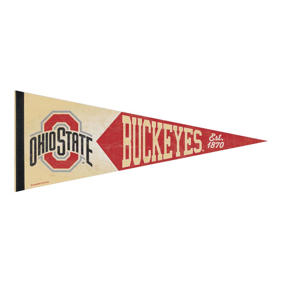 Ohio State Buckeyes Vintage Scarlet Pennant - Front View