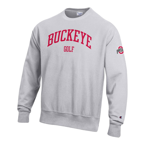 Ohio State Buckeyes Champion Golf Gray Crew Neck Sweatshirt - Front/Side View