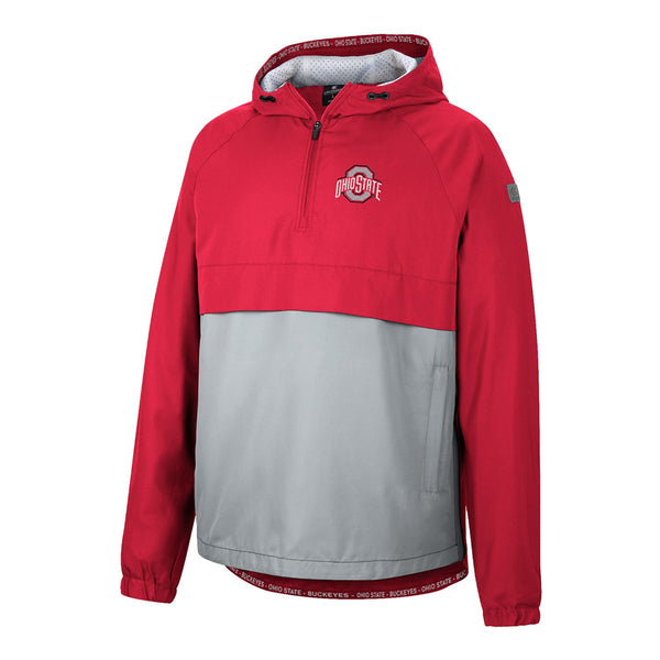 Ohio State Buckeyes 1/4 Zip Two Tone Jacket in Scarlet and Gray - Front View