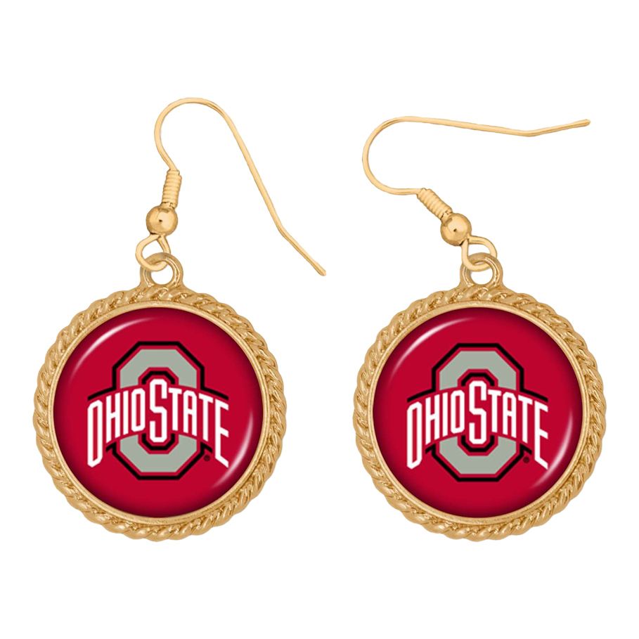 Ohio State Buckeyes Primary Sydney Earrings in Red - Front View