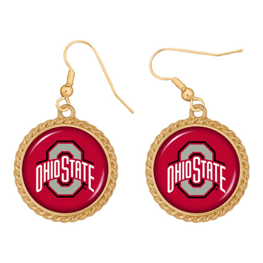 Women's Ohio State Buckeyes Pearl Cluster Enamel Hoop Earrings