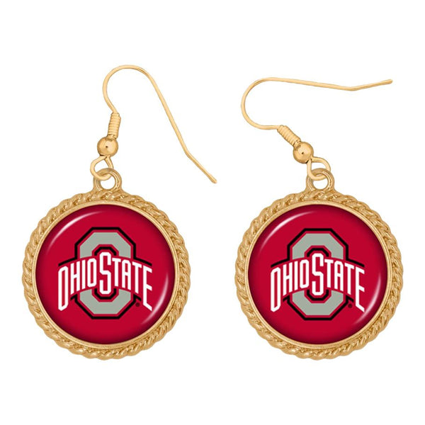 Ohio State Buckeyes Primary Sydney Earrings in Red - Front View