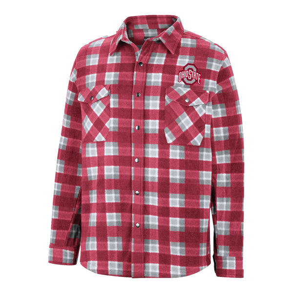 Ohio State Buckeyes Ellis Snap Up Jacket in Scarlet, Gray, and White - Front View