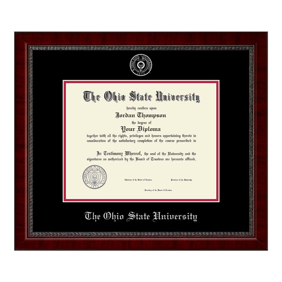 The Ohio State University Silver Embossed Diploma Frame - Front View