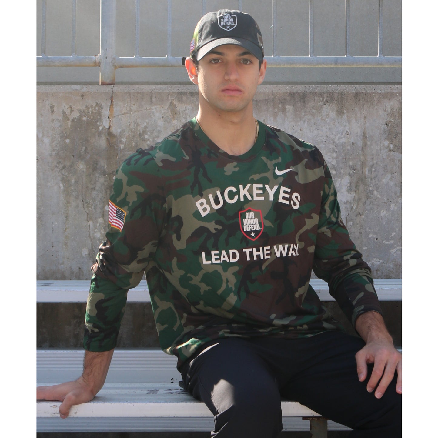 Ohio State Buckeyes Nike Our Honor Defend Camo Long Sleeve T-Shirt - Lifestyle Front View