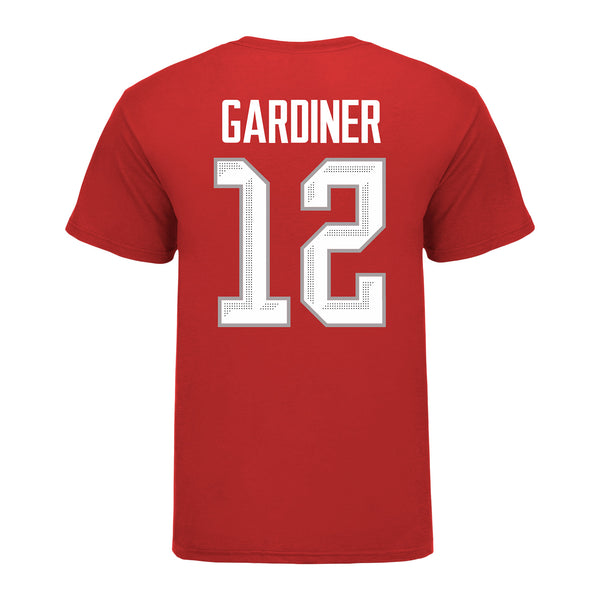 Ohio State Buckeyes #12 Jenn Gardiner Student Athlete Women's Hockey T-Shirt In Scarlet - Back View