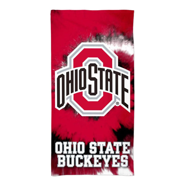 Ohio State Buckeyes 30x60 Tiedye Beach Towel in Scarlet - Front View