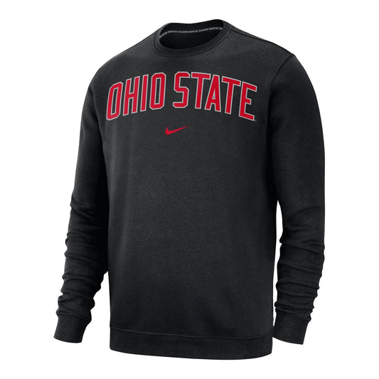 Ohio State Buckeyes Nike Club Fleece Black Crewneck Sweatshirt - Front View