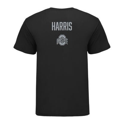 Ohio State Women's Gymnastics Payton Harris Student Athlete T-Shirt In Black - Back View