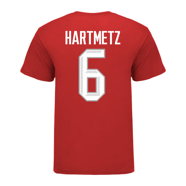 Ohio State Buckeyes #6 Hadley Hartmetz Student Athlete Women's Hockey T-Shirt In Scarlet - Back View