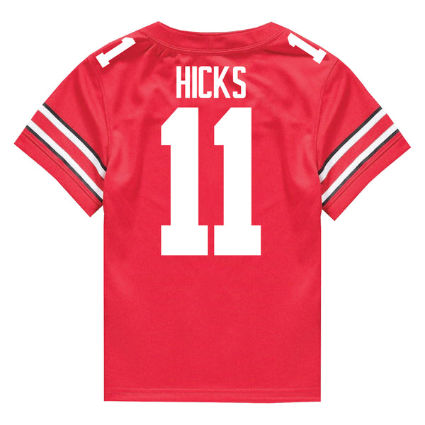 Ohio State Buckeyes Nike #11 C.J. Hicks Student Athlete Scarlet Football Jersey - In Scarlet - Back View