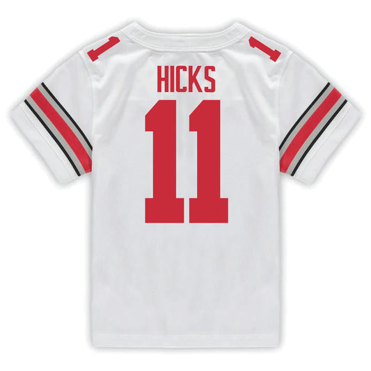 Ohio State Buckeyes Nike #11 C.J. Hicks Student Athlete White Football Jersey - In White - Back View