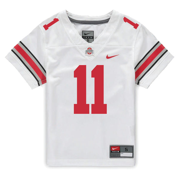 Ohio State Buckeyes Nike #11 C.J. Hicks Student Athlete White Football Jersey - In White - Front View